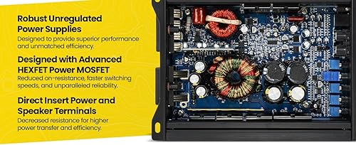 Miniatura 8 de STINGER Audio MT20001 Monoblock 2000 Watt RMS Amplificador de subwoofer de audio para automóvil con control remoto de nivel de subwoofer, fuente de