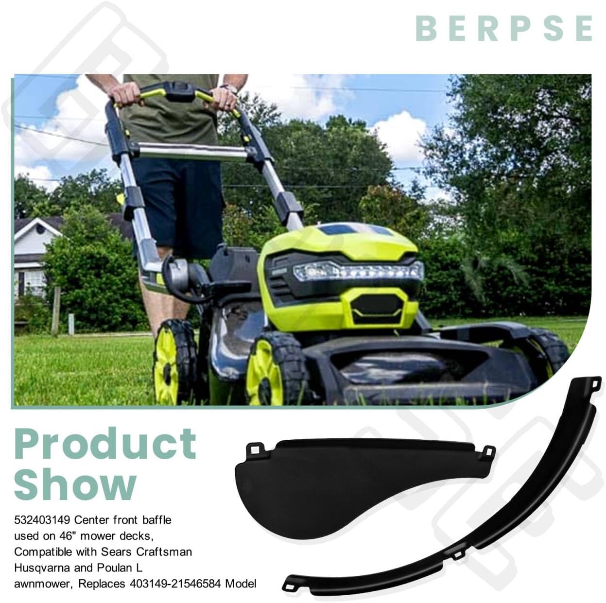 532403149 Center Deck Baffle & 532403150 Right Hand Baffle Compatible with Husqvarna 2146XLS, 2246LS, 2346XLS, EZ4220, LSZ4622 Lawn Mower, Replaces 403149, 21546584, 531170701