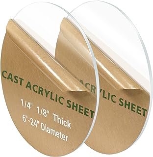 2 Qty 1/8" Round Plexiglass Sheet, 15 Inch Diameter Clear Acrylic Circle, Round Cake Disk Acrylic Sheet, Plexiglass Table Top, Round Acrylic Backdrop