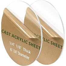 2 Pieces 1/8" Round Plexiglass Sheet, 20 Inch Diameter Clear Acrylic Circle, Round Cake Disk Acrylic Sheet, Plexiglass Table Top, Acrylic Backdrop