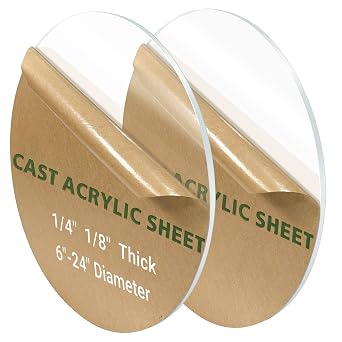 2 Pieces 1/8" Round Plexiglass Sheet, 10 Inch Diameter Clear Acrylic Circle, Cake Disk Acrylic Sheet, Plexiglass Table Top, Round Acrylic Backdrop