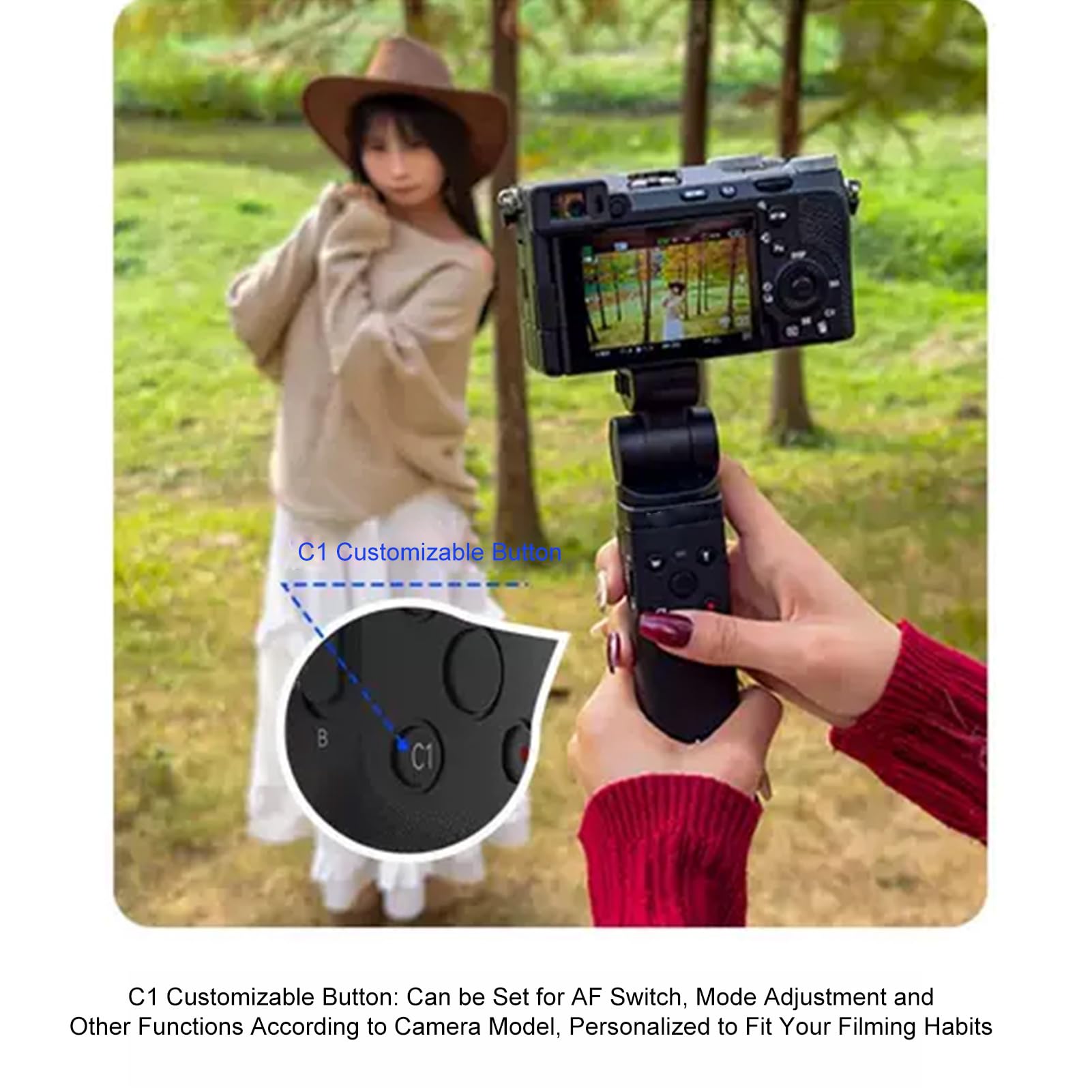 Empuñadura de Trípode Remota Inalámbrica, Empuñadura Ergonómica Remota Desmontable de 10 M con Rotación Panorámica de 360° y Giro Vertical de 180°, para Vlogging, Transmisión en