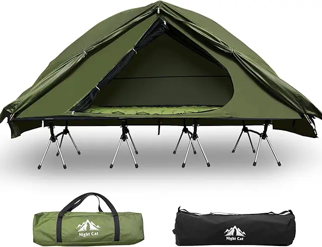 Tente Safari Hors Sol 1 Personne Imperméable avec Lit de Camp - Randonnée Voyage