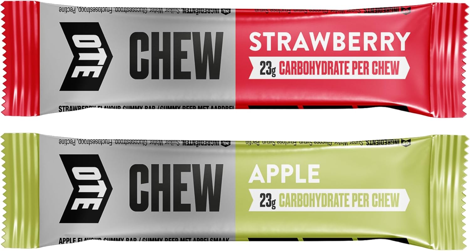OTE Energy Chew with Electrolytes for Running, Cycling, Triathlon & Other Sports. All natural ingredients, vegan & gluten free, 23g of Carbs, 30g Energy Gummy Bar. (10 Pack) Mixed.