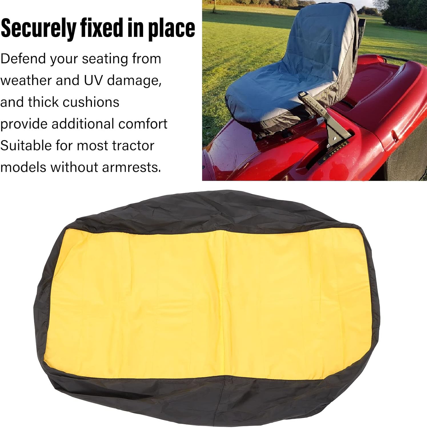 Riding Lawn Mower Cover,Lawn Mower Seating Cover - Waterproof, Dust Proof, Wear Resistant - Anti-Slip Tractor Seating Cover with 3 Pockets (15in)