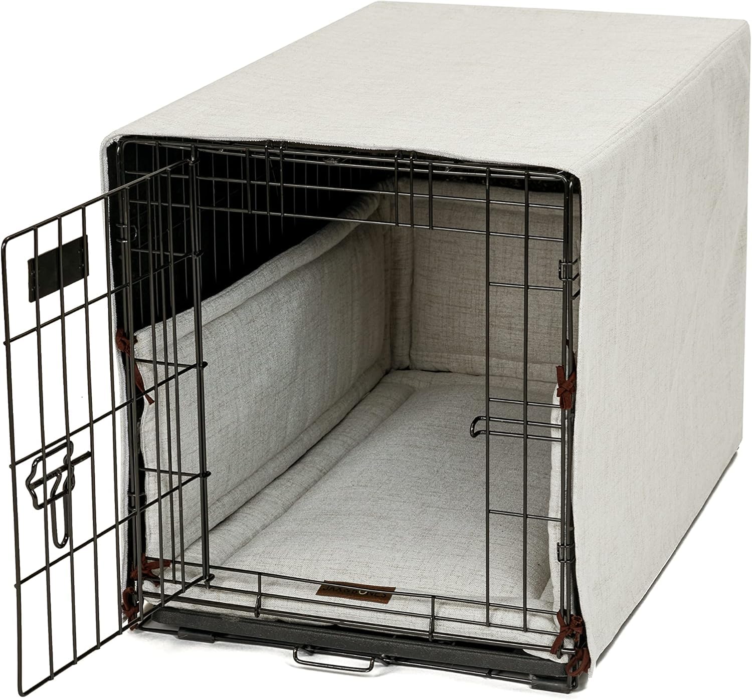 Jax & Bones Dog Crate Cover & Dog Crate Pad Set - Includes Crate Bed, Kennel Cover, & Soft Liner That Acts Like a Bumper - Large Lark Ivory - Made in