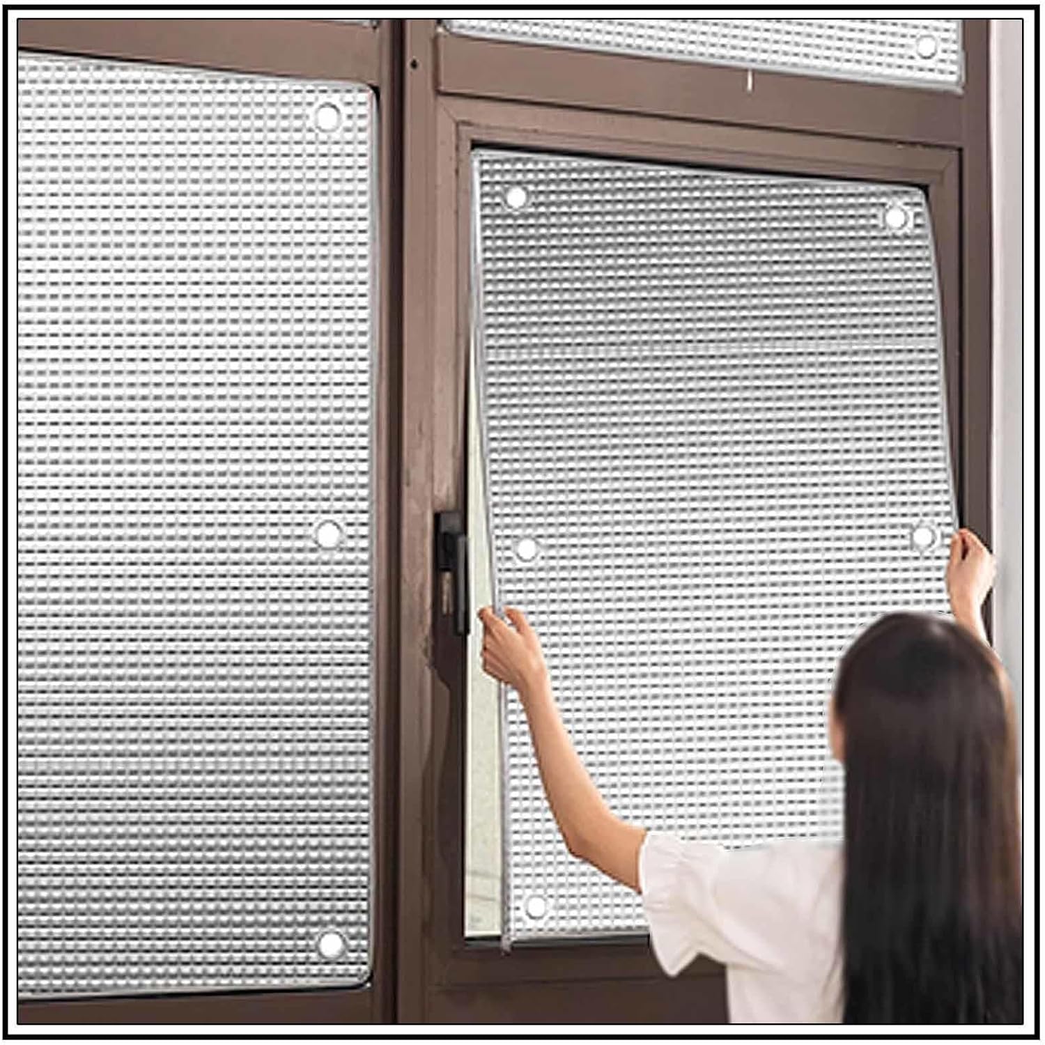 Double Aluminum Foil Insulation Film,Heat Reflective Window Film,Heat Control Film,Privacy Film for Glass Windows,UV Protection,Anti Glare,Black-70×80cm(28×31")"
