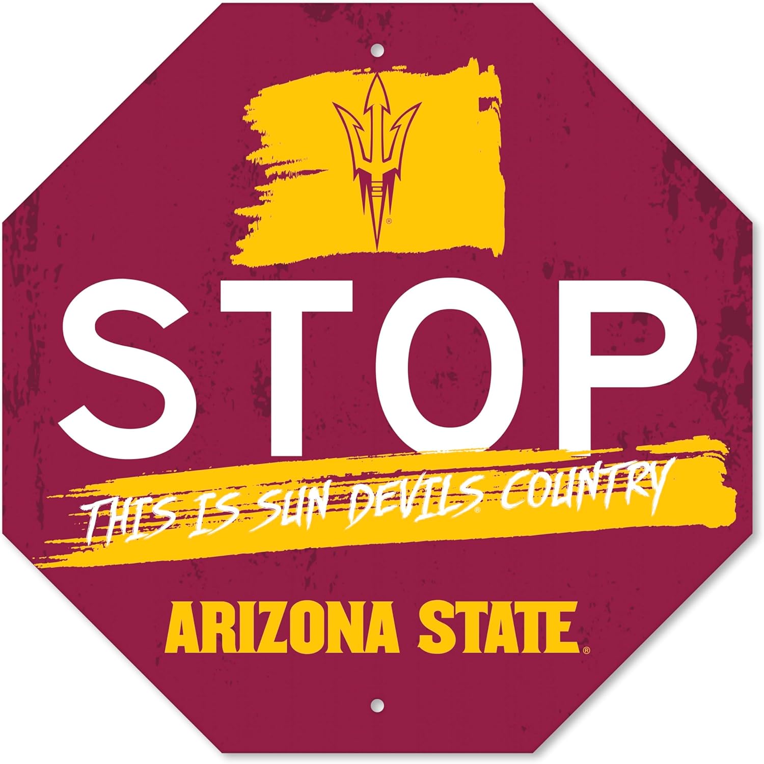 FANMATS 48204 Arizona State University Metal Stop Sign | Maroon | 18"x18" | Primary Logo with This is Sun Devils Country