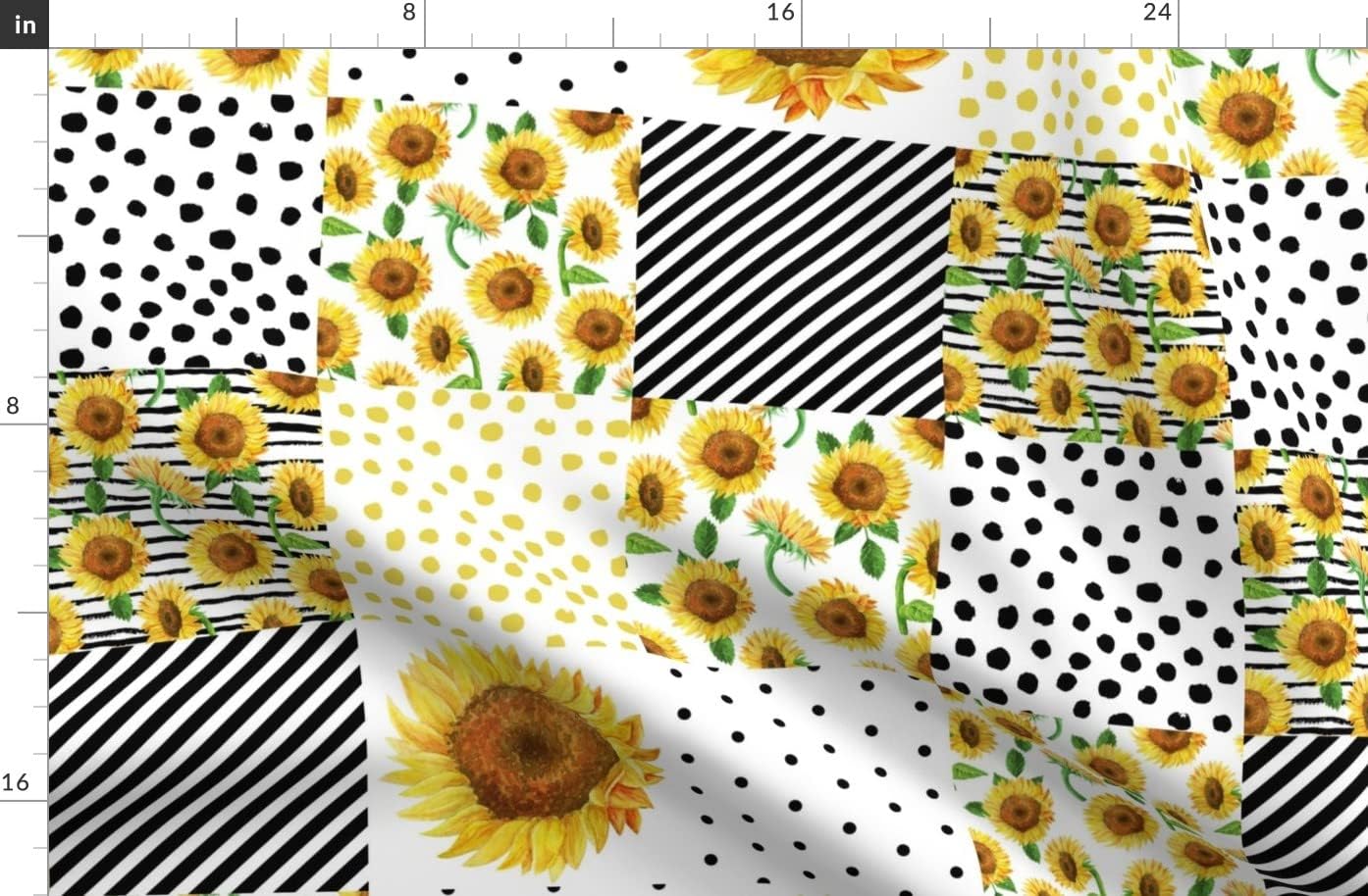 Spoonflower Fabric - Sunflower Sunflowers Quilt Cheater Flower Nursery Baby Girl Yellow Printed on Organic Cotton Sateen Fabric by The Yard - Sewing Quilting Apparel Home Decor