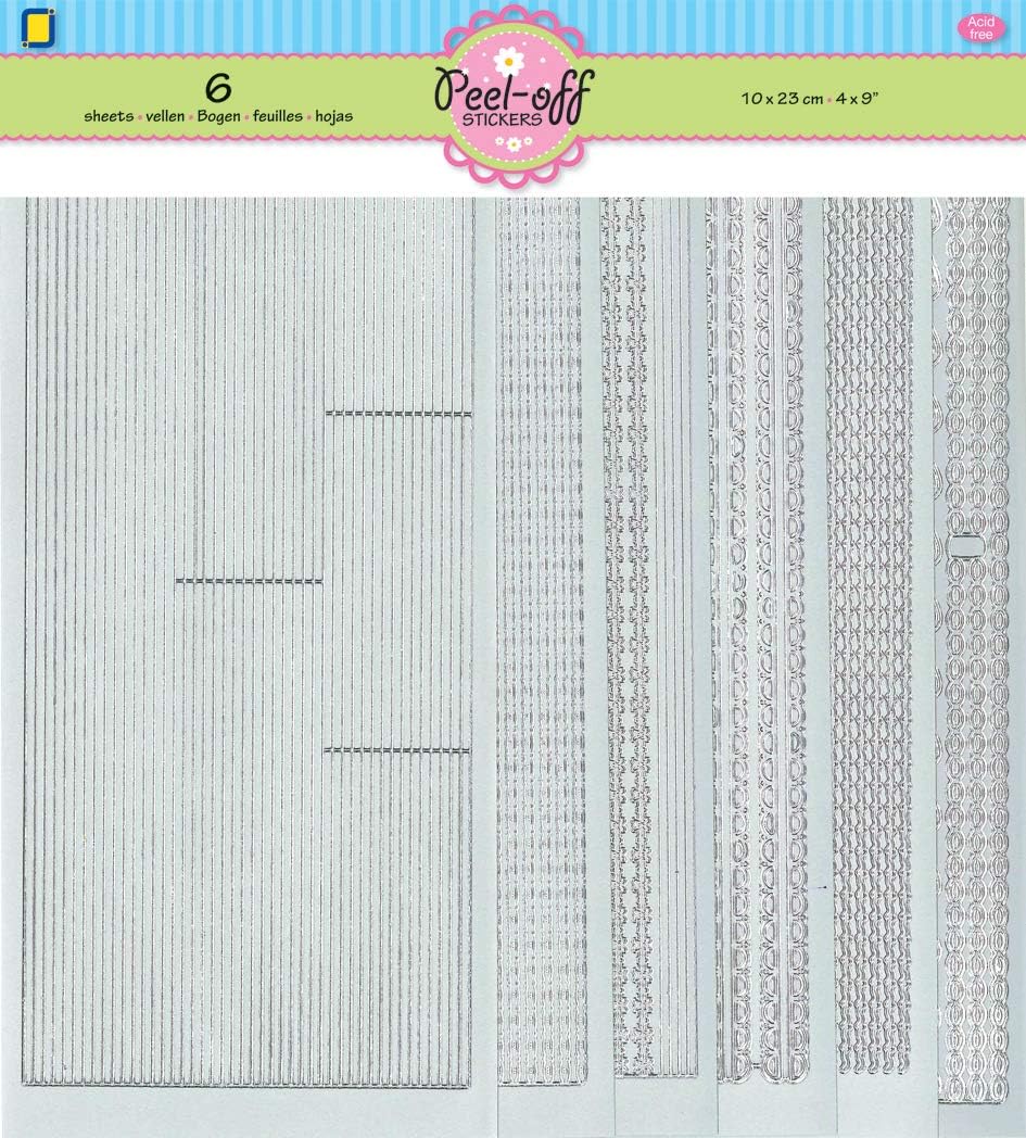 JEJE Produkt 6-Pack Peel Off Stickers with Borders Silver