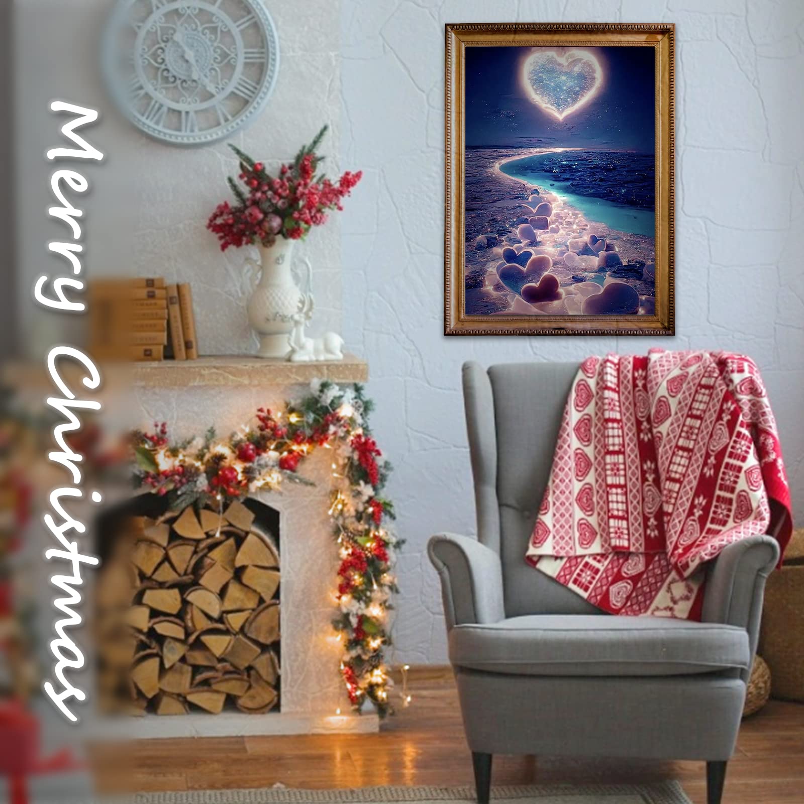 Kit Pittura Con Diamanti Per San Valentino – Love Moonlight Coast – Quadro Fai Da Te 30x40 Cm Con Drill Rotondi – Per Adulti