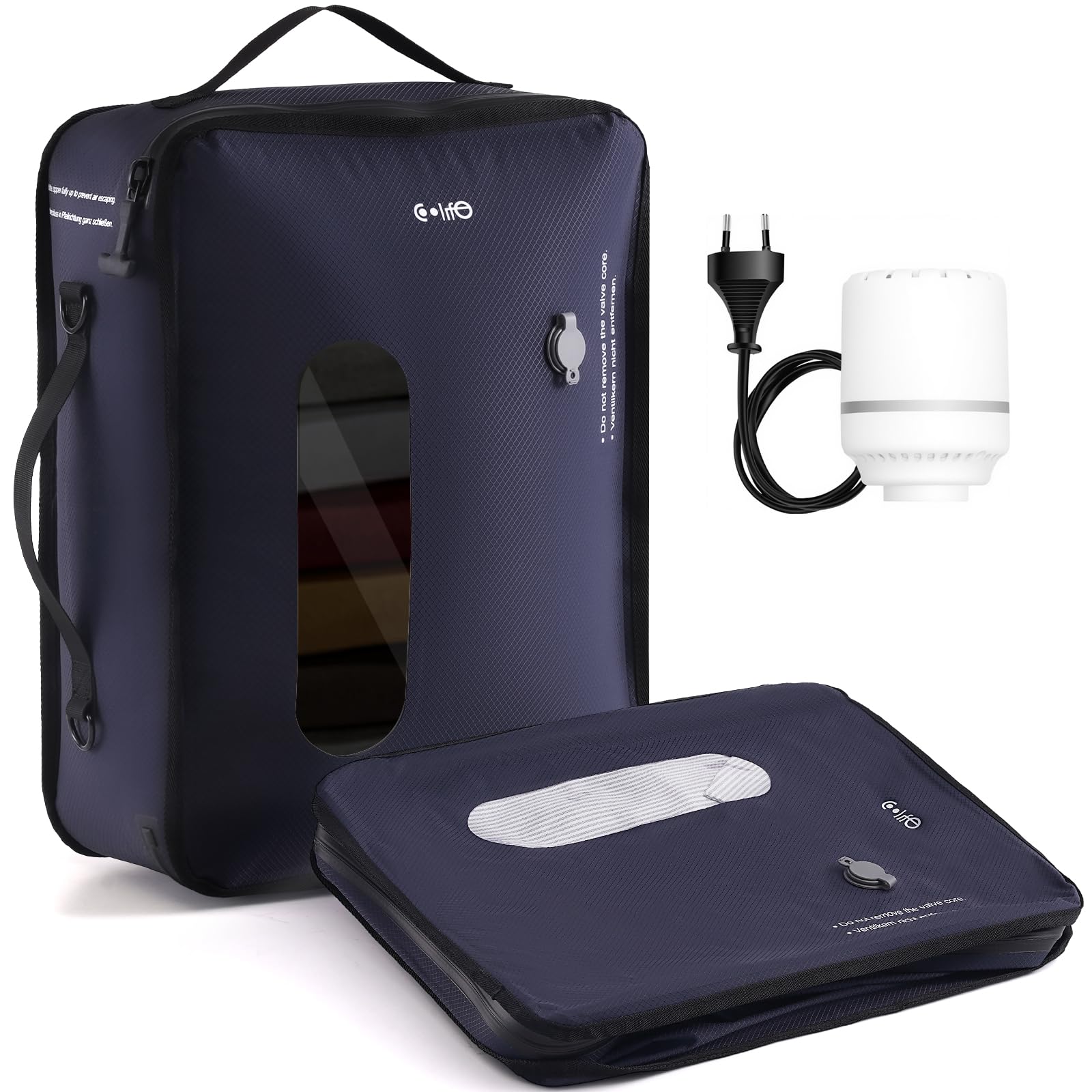 Coolife Blue Vacuum Bags For Travel With Pump, Tpu Vacuum Storage Bags Reusable Vacuum Compression Bags For Carry-On Baggage, Home Storage And Moving- Space Saver Vacuum Bags
