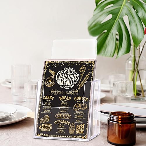 Miniatura 5 de Yookeer 10 soportes acrílicos para folletos de 4 pulgadas, soporte triple para folletos, soporte de plástico para literatura, organizador de