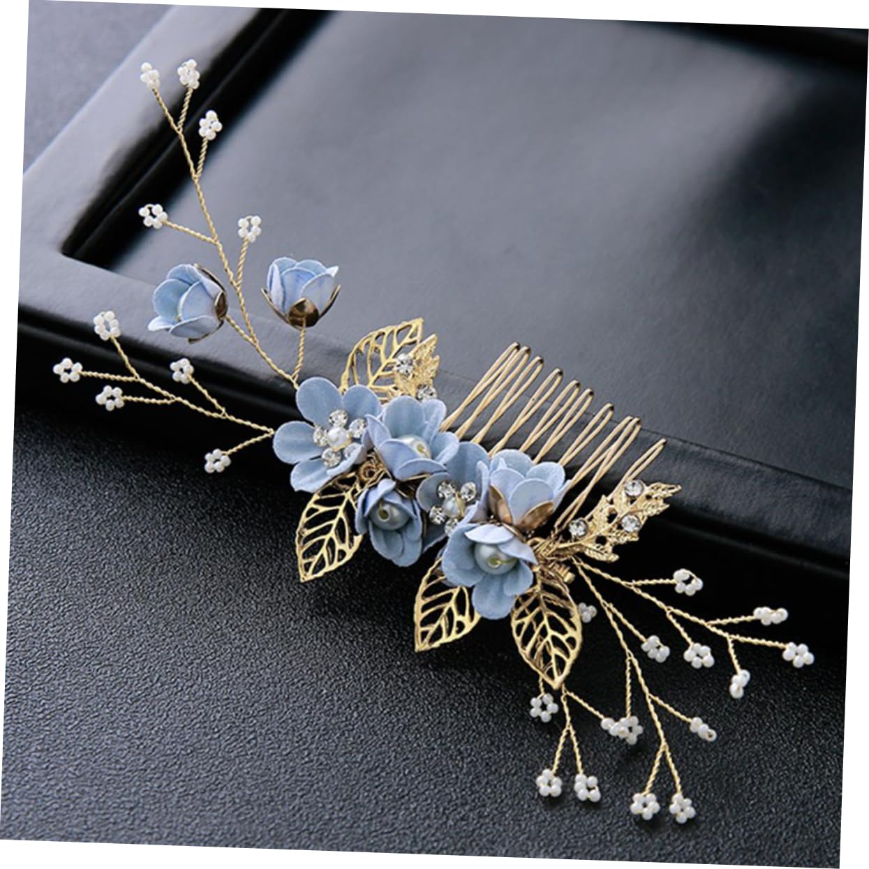 Baluue 20stücke Teiliges Haarschmuck-set Für Braut Handgefertigte Blumen-haarkämme Mit Kristallen Für Hochzeiten Und Besondere Anlässe Blau