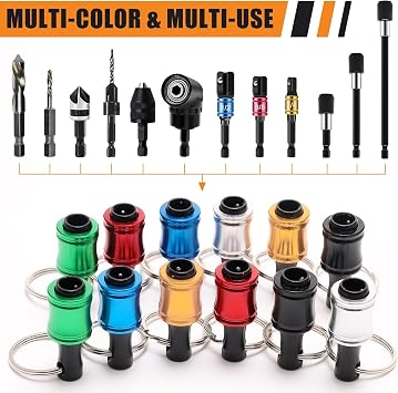 21Pcs Bit Holder Cool Gadgets, Windspeed 1/4 Quick Release Bit Holder Keychain for Impact Driver with 105 Degree Right Angle Drill Extension Bit Holder 1/4 Hex Shank Impact Driver Socket Drives (27)