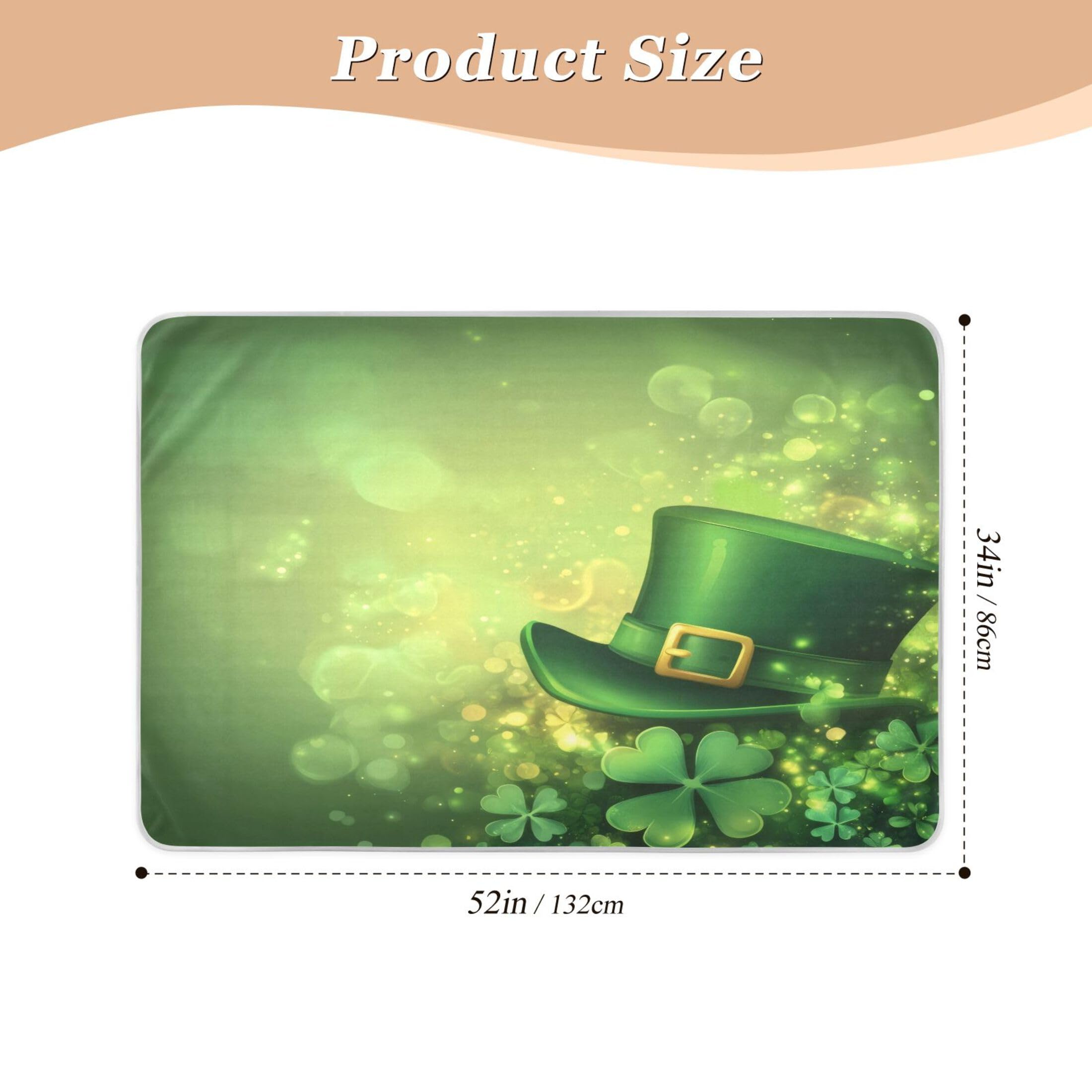 Takiito Clovers Hat Bed Pad Reusable Bed Underpad Washable Waterproof Leak-Proof Quick Dry Incontinence Pee Pad for Toddlers Kids Adults Pets 34x52 in