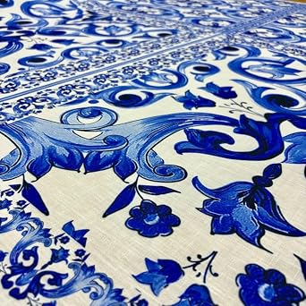 TEXTILORD Blue Luxury Italian Design Linen, Design,Dress-Shirt-Clothing Fabric(Width 150 cm/59 inches/1.64 Yards)