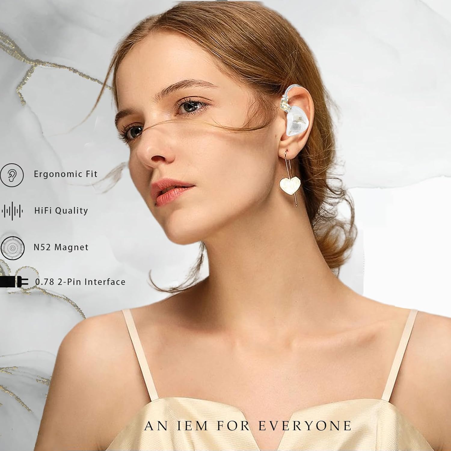 Wan'er S.G, in Ear Headphones Wired,10 mm Dynamic Driver,in Ear Monitor,Gaming Earbuds,IEM Earphones,with 0.78mm 2 Pin Detachable Cable,iems for Gaming(White)