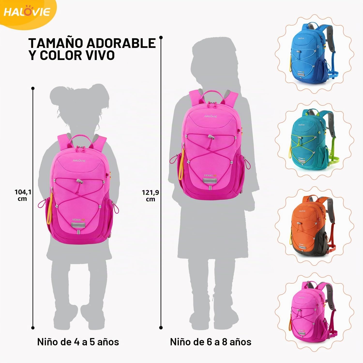 HALOVIE Mochila Infantil para Excursion Pequeña 15L para Niño y Niña, Senderismo y Trekking Ideal para Viajes y Escuela