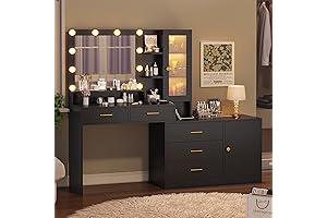 Vanity Big Makeup Vanity Table with Lights and Charging Station