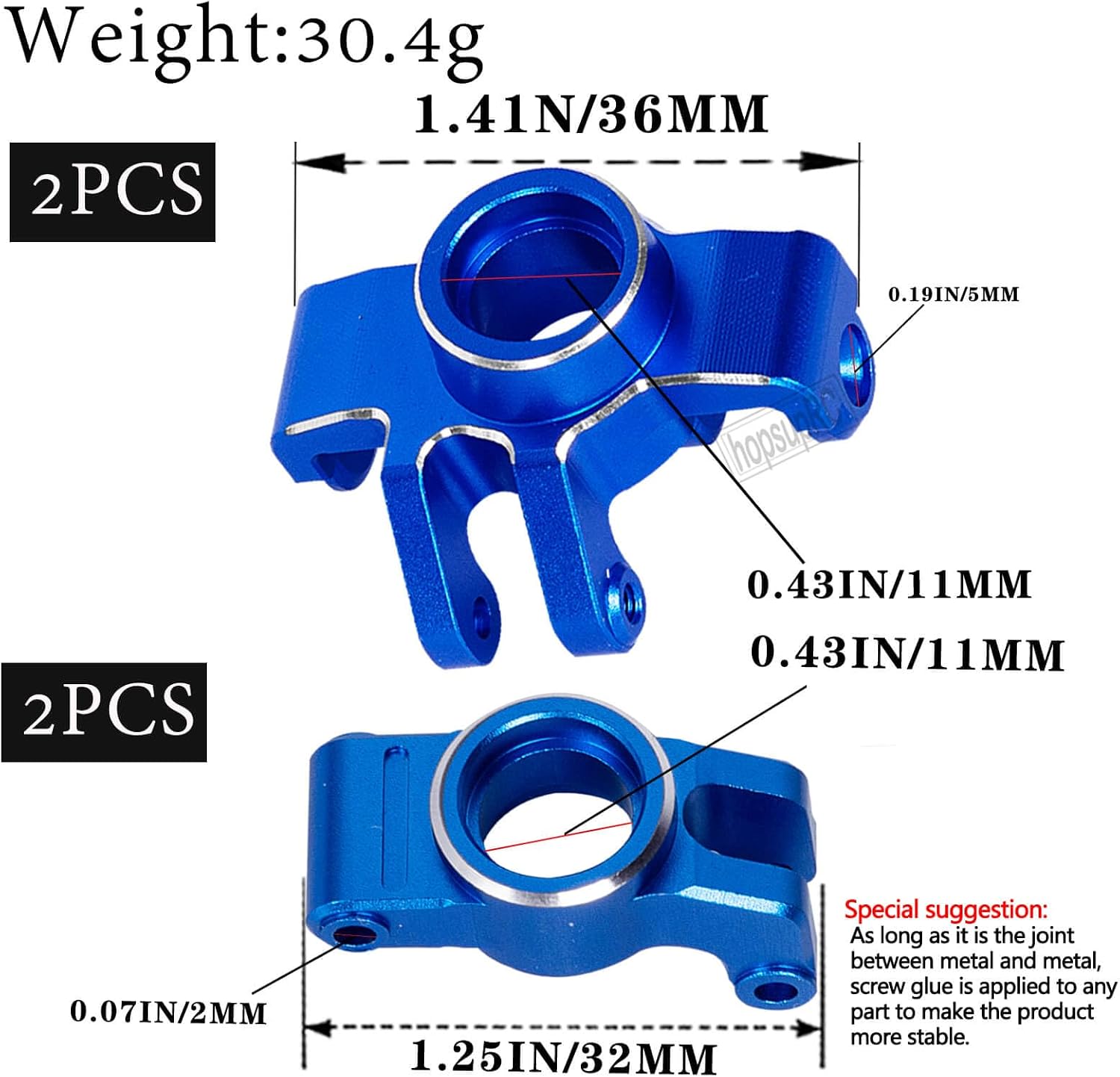 RC Aluminum Front Steering Block Knuckles & C-Hubs Caster Blocks & Rear Hubs Upgrades Parts for 1/18 Granite Grom Mega 380 Brushed 4x4 Monster Truck RTR.Navy Blue(4PCS)