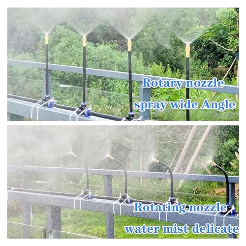 Miniatura 5 de Sistema de riego automático de refrigeración por niebla, sistema de nebulización de 33 pies y 10 boquillas de nebulización de latón, kit de rociador