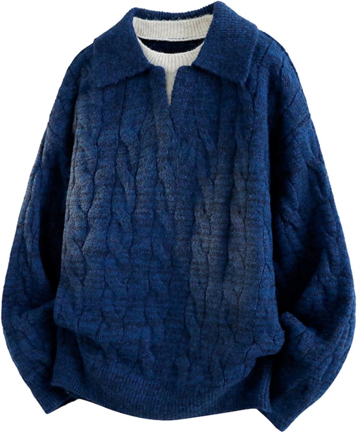 Vamtac Men’s Relaxed Oversized Knit Sweater, Casual Loose Fit Pullover, Soft Cozy Fall Winter Knitwear