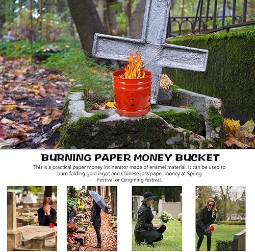 Miniatura 5 de Barril de quemadura de 2.87 galones, lata de metal para papel, barril incinerador de residuos de patio pequeño de 11.7 pulgadas con tapa y asa para