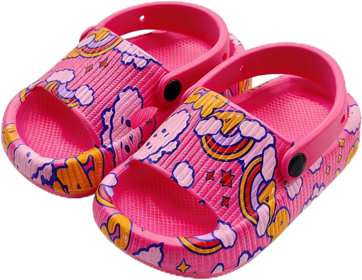 Kids Summer Sandals Boys Girls Summer Non Slip Cloud Slides with Heel Straps Breathable Comfort Indoor Home Shoes Slipperss for Toddlers