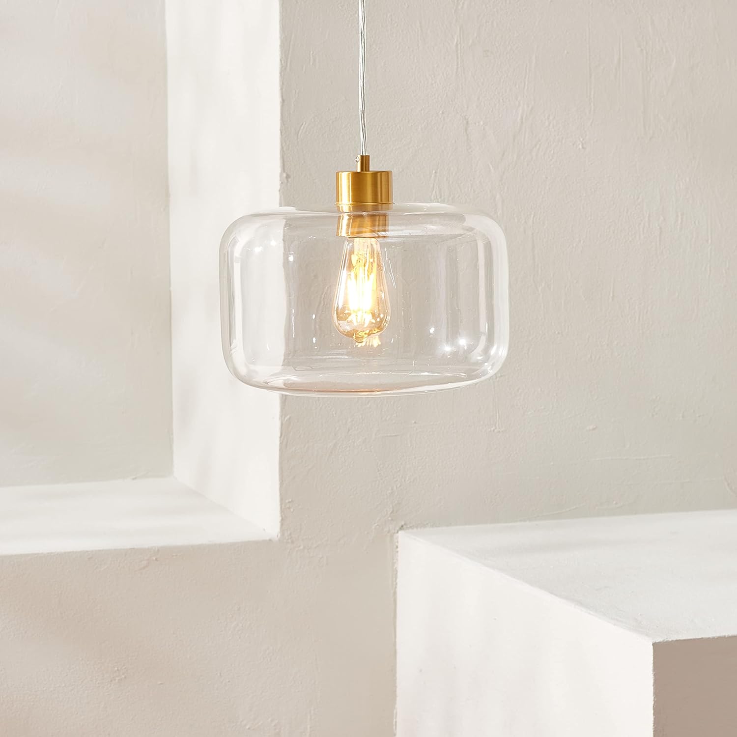 SAFAVIEH Lighting Collection Warden Contemporary Gold/Clear 11-inch Pendant