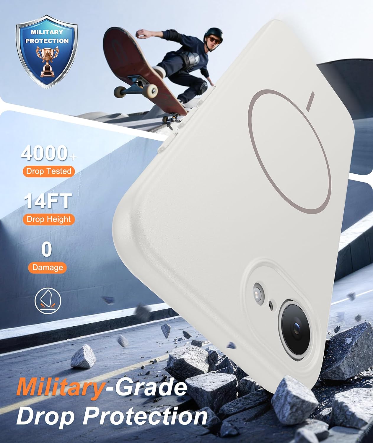 FNTCASE for iPhone 17E/16E Case Matte White: Compatible with MagSafe image 4