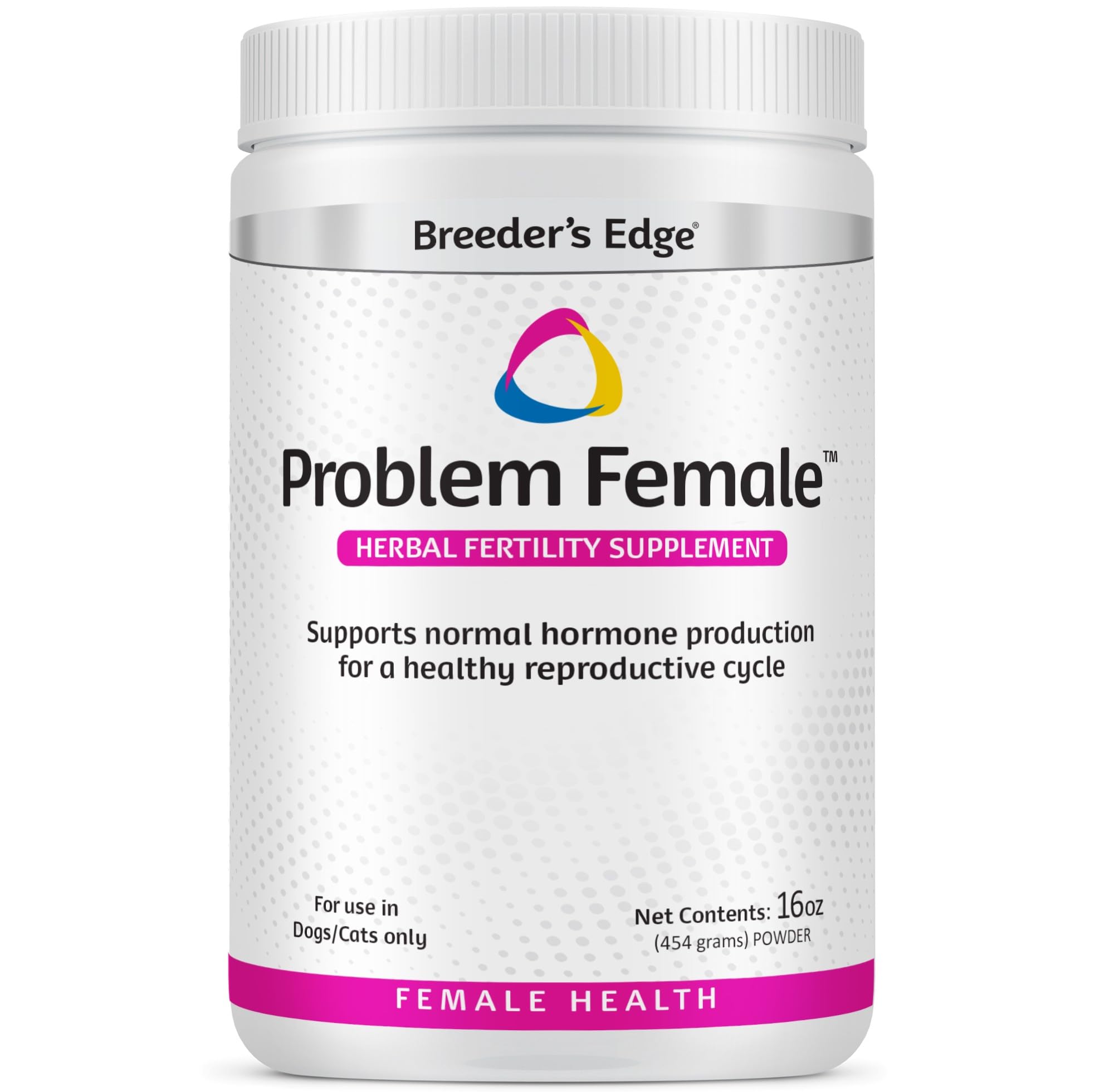 Breeder’s Edge Problem Female, Hormonal Support Supplement for Female Dogs & Cats, Natural Herbal & Amino Acid Blend to Support Reproductive Balance & Pregnancy Maintenance, Pork Liver Flavor, 454g