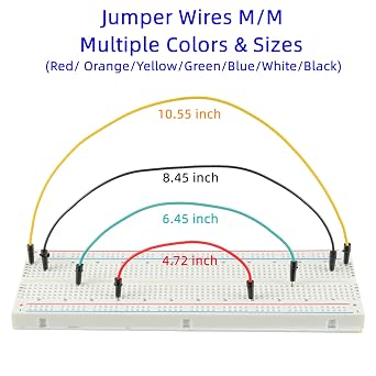 BOJACK 1Pcs 803 & 1 Pcs 400 Tie Points Solderless Breadboard, 65 Pcs Jumper Wires, 6PCS 170 Points Mini Breadboard
