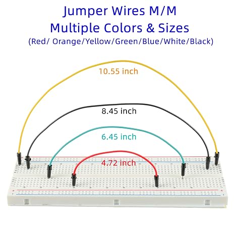 BOJACK 1Pcs 803 & 1 Pcs 400 Tie Points Solderless Breadboard, 65 Pcs Jumper Wires, 6PCS 170 Points Mini Breadboard