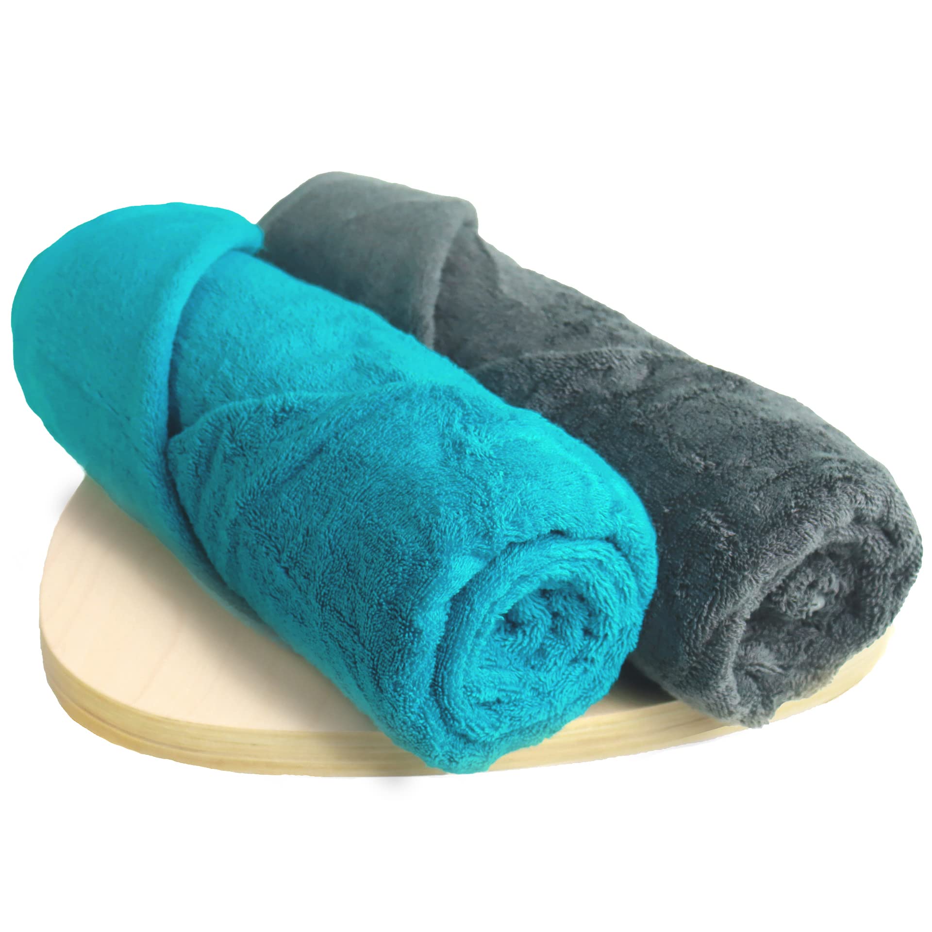 Sponsored Ad - HEELIUM Bamboo Bath Towel | Ultra Absorbent | 3X Softer Than Cotton Towels | 140 x 70 cm - 600 GSM | Pack of 2 - Grey, Teal