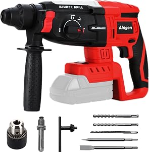 Cordless Rotary Hammer Drill Compatible with Milwaukee 18V Battery, Brushless SDS 2.6 Joules Rotary Hammer Drill for Concrete Home Use and Professional Construction Work(Battery not Included)