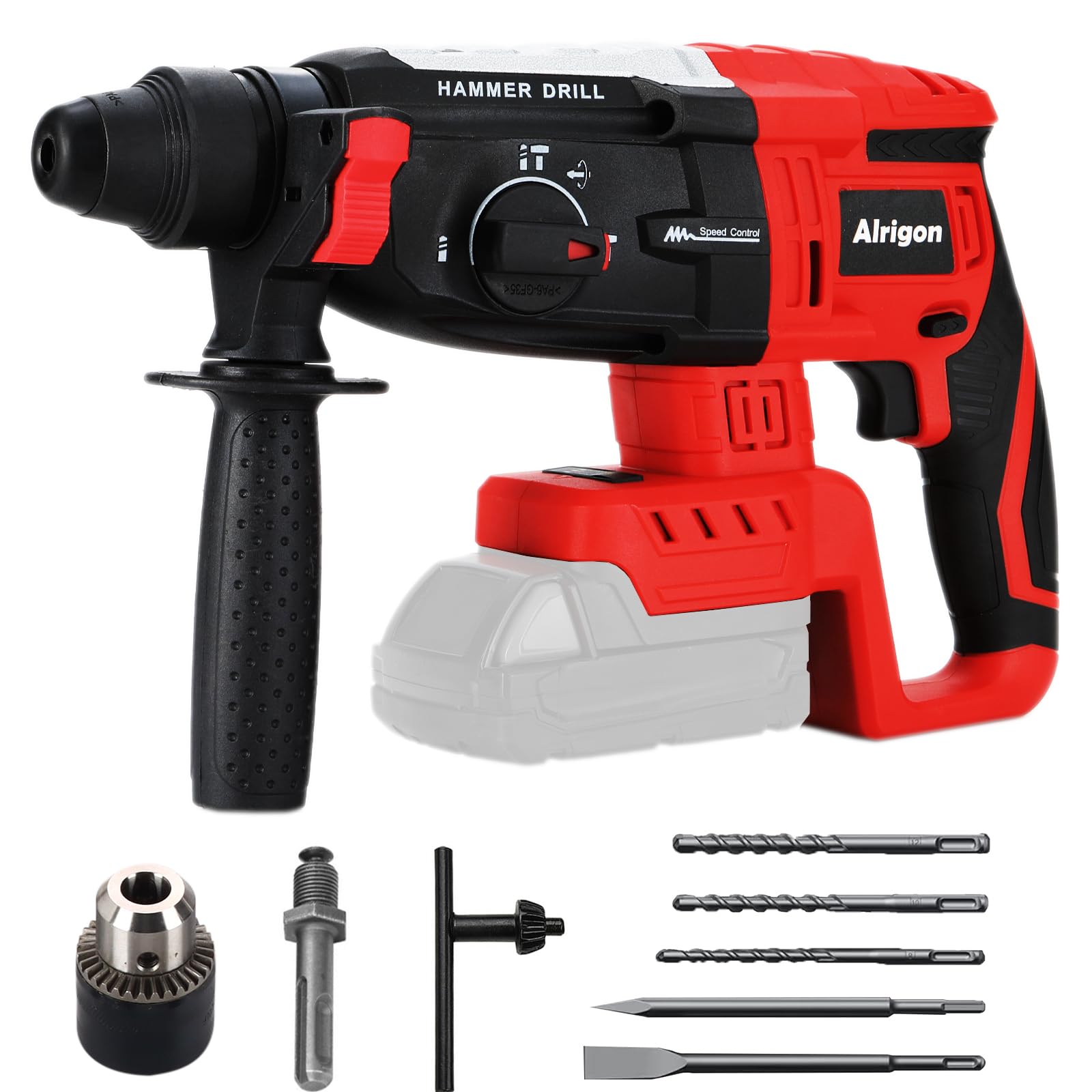 Cordless Rotary Hammer Drill Compatible with Milwaukee 18V Battery, Brushless SDS 2.6 Joules Rotary Hammer Drill for Concrete Home Use and
