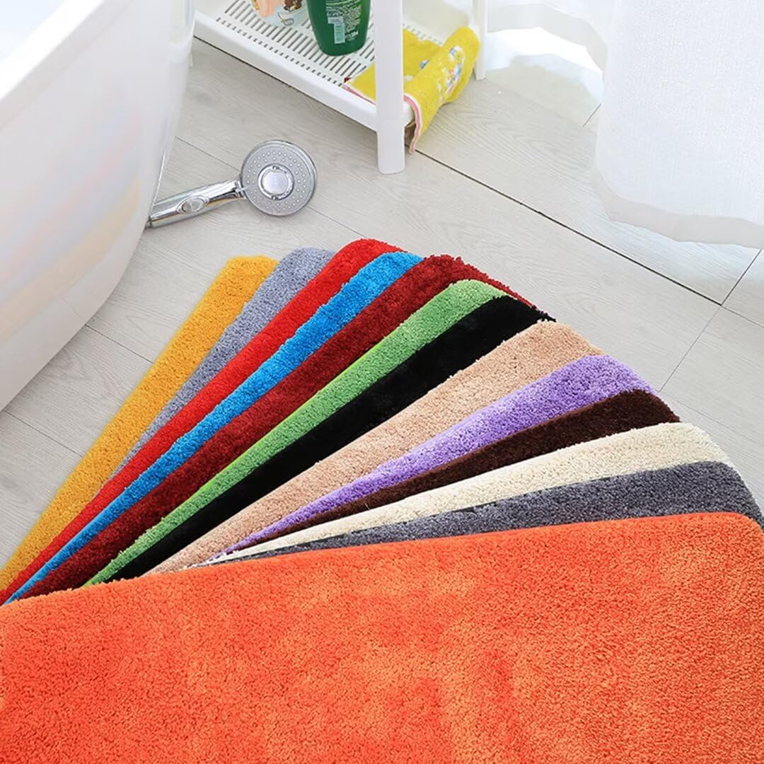 Alfombrilla de baño de microfibra suave, antideslizante, semicircular, lavable y antibacteriana, alfombra de ducha de felpa absorbente de agua para el hogar, perfecta para zonas de baño.