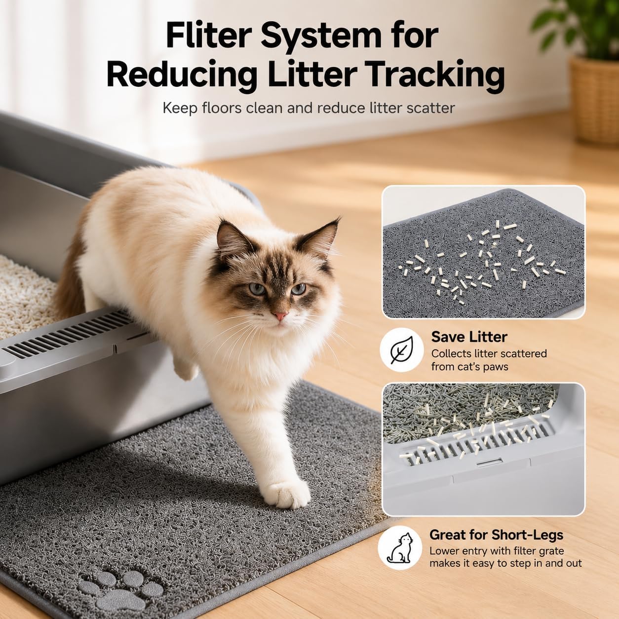 KalraMay XXXL Extra Large Stainless Steel Litter Box, Dark Gray image 5
