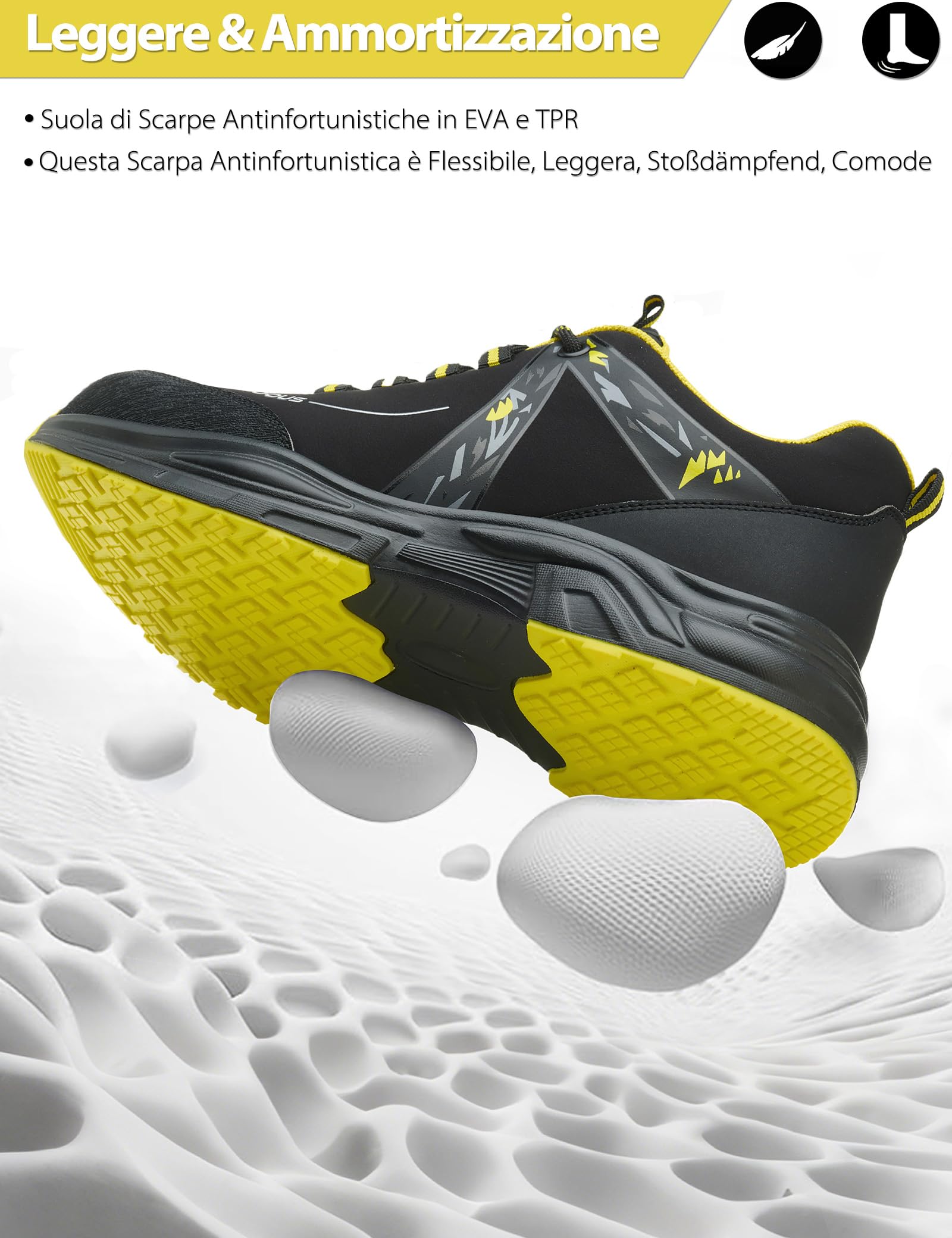 ISOOUS Scarpe Antinfortunistiche Uomo Scarpe da Lavoro Donna Leggere | Comode Scarpe da Sicurezza con Punta in Acciaio Antiscivolo Traspiranti Scarpe da Cantiere Sneaker Unisex