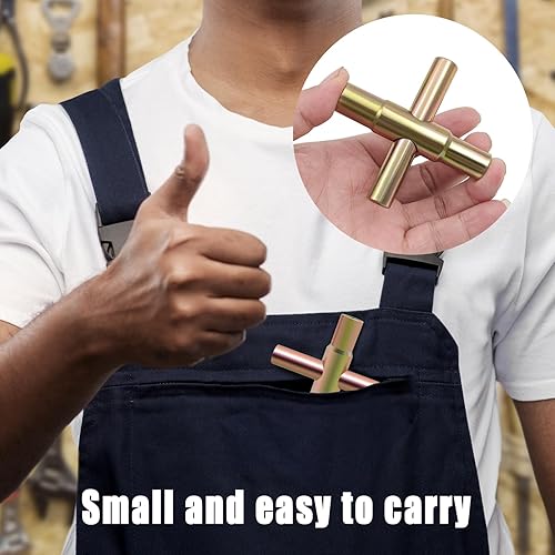 Miniatura 6 de Llave de cierre de agua Sillcock de 4 vías, acero 40 Cr, 3.05 x 3.05 x 0.68 in, dorado