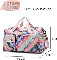 Vista 285 de Pequeña bolsa de gimnasio para mujer, bolsa de viaje con compartimento para zapatos