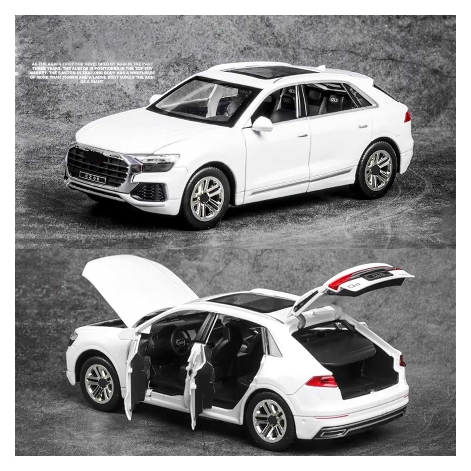 1:24 dla Q8 SUV Stop Diecasts Metal Model Samochodu Dźwięk i Światło Kolekcja Zabawka Prezent (czarny, z pudełkiem)