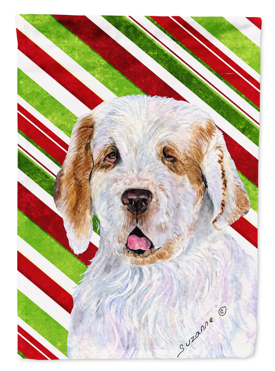 Drapeau Clumber Spaniel de Noël, grand format pour embellir votre jardin en hiver