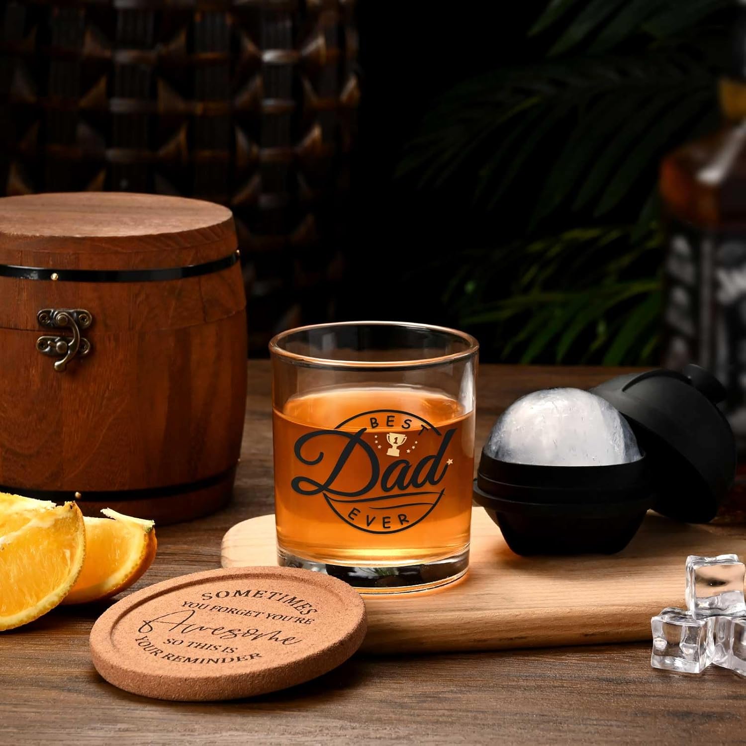 Futtumy 10 oz Best Dad Ever Gifts Whiskey Glass, Fathers Gifts Day from Daughter Wife Son Kids, Dad Gift for Father's Day, Bonus Dads Fathers Gift Day for Dads Christmas Birthday (With Barrel Box) - Image 4