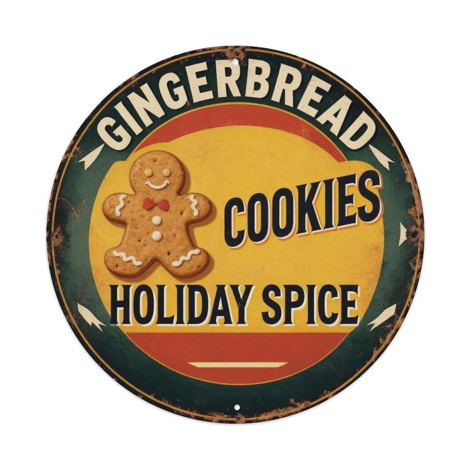 Gingerbread Cookies Holiday Spice Metal Tin Sign Plaque