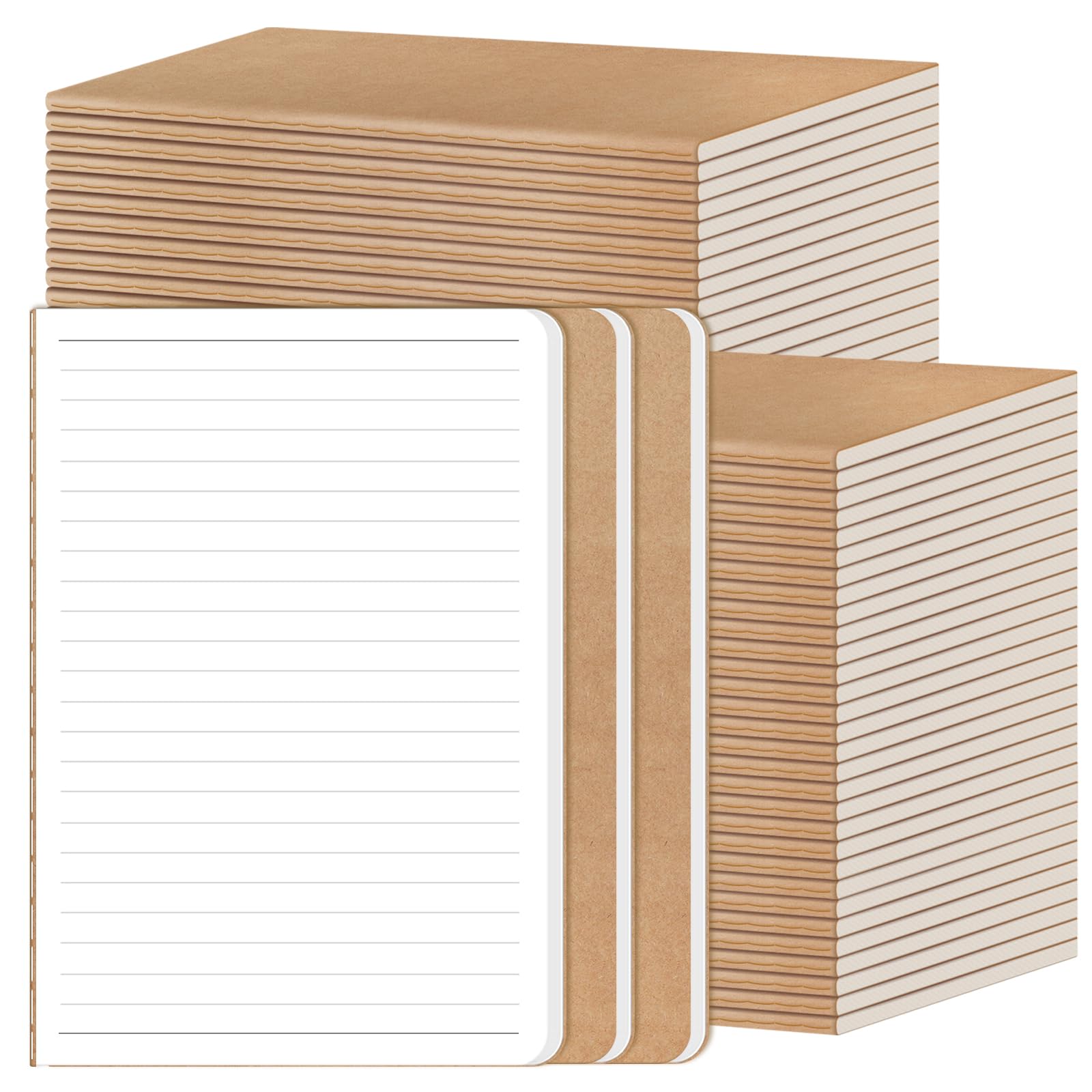 RITOLLO 52 Pack A5 Notebooks, Kraft Paper Cover Lined Notebooks, Premium Writing Pads for School Office Home Note-Taking (52 PACK)
