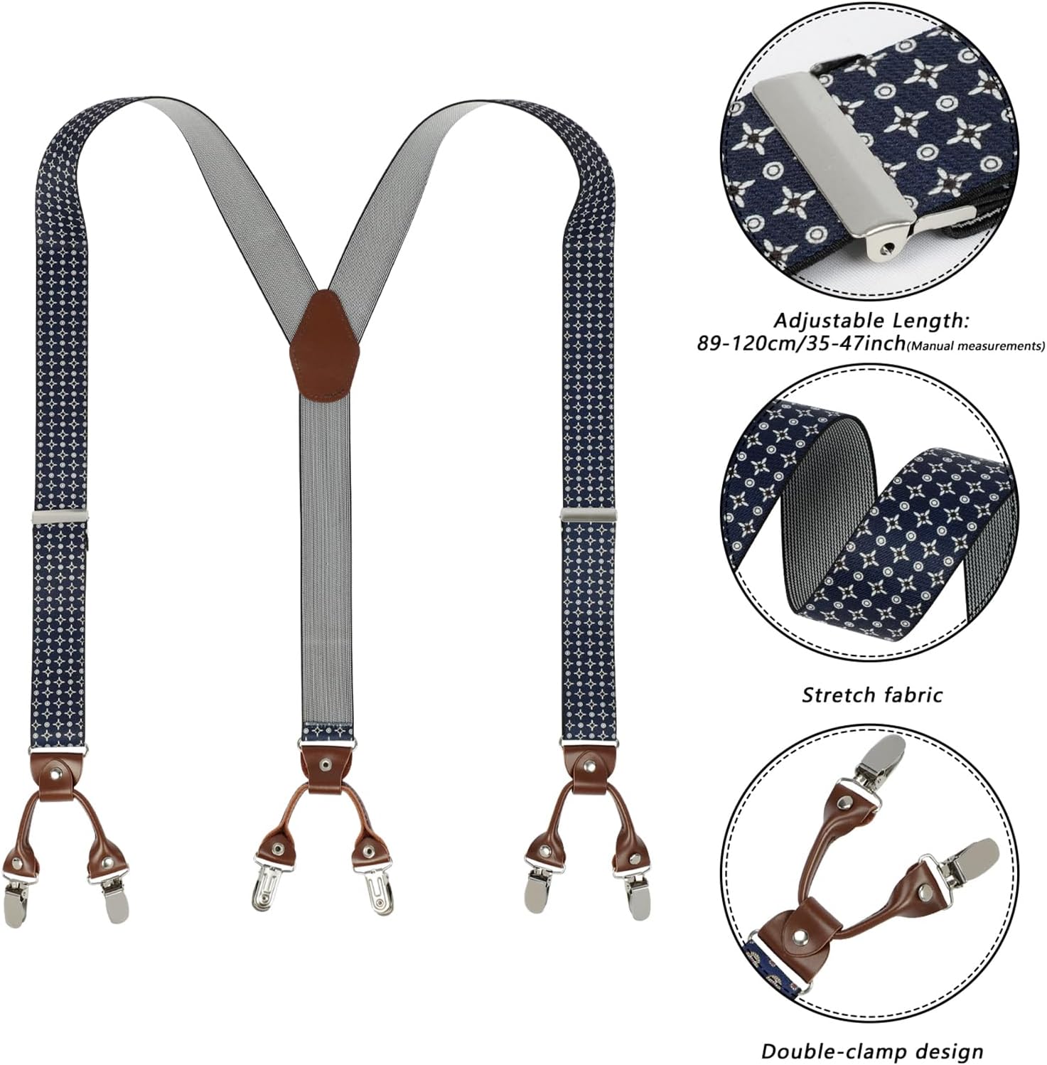 Suspenders for Men with Strong Clips, 1.4 Inches Wide Heavy Duty Men's Suspenders Y-Back for Work Jeans - Image 3
