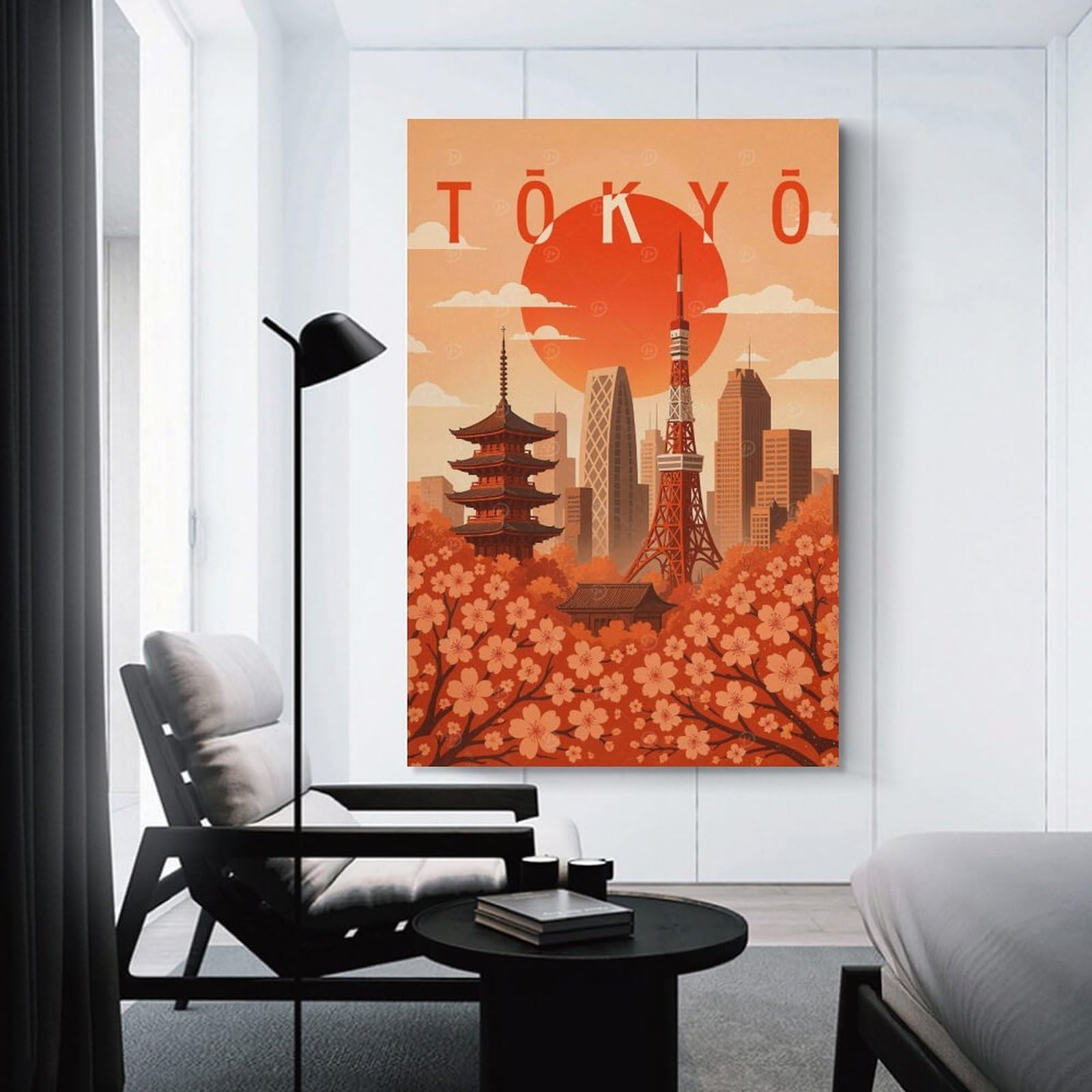 Junmoney Tokyo Travel Decorative Wall Artwork 24x36inch(60x90cm), for Living Room, Bedroom, Office Or Hallway, Decorative Artwork with Broad Appeal