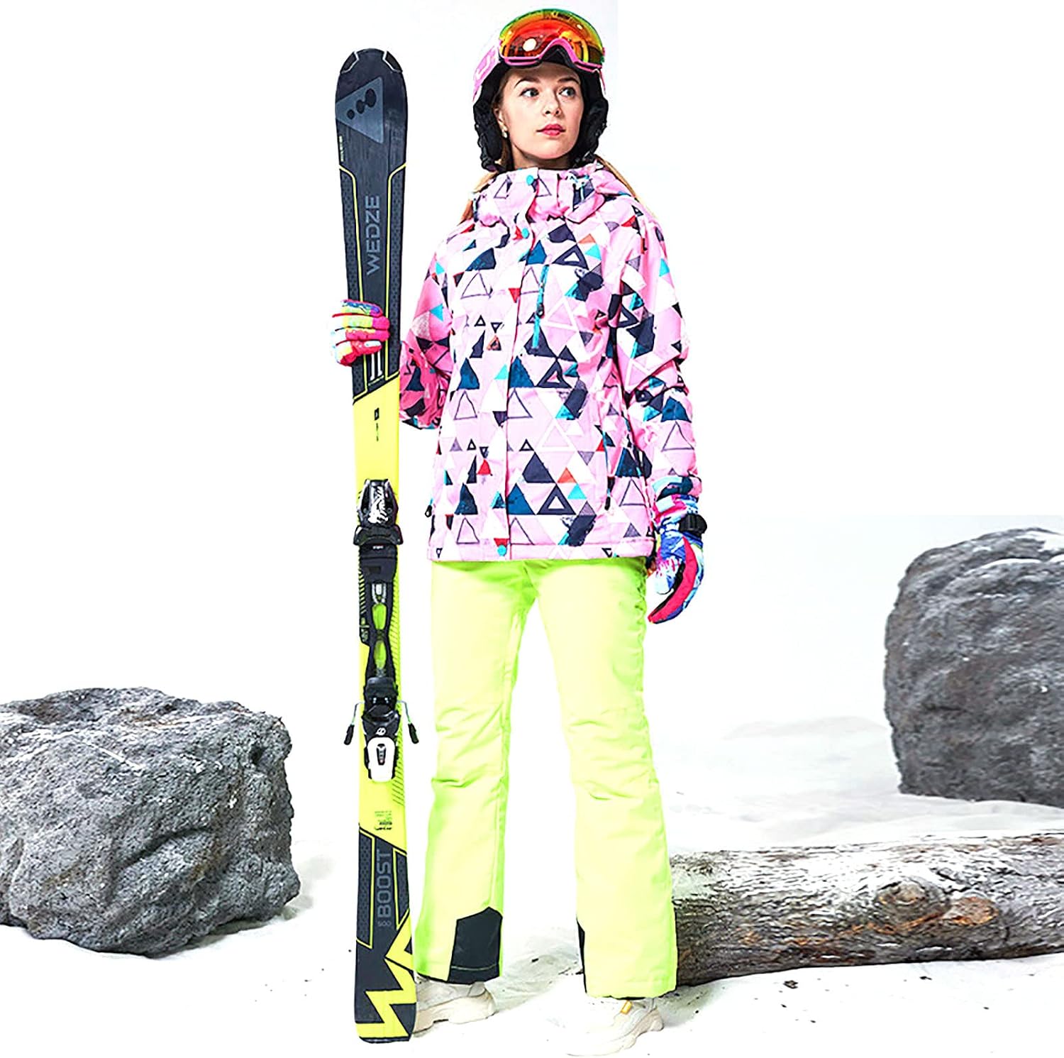 Women's Snowboard Jackets & Pants Set Female Triangle Design Ski Suit Waterproof Outdoor Sports Skiing Wear
